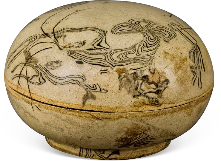 A Changzi Celadon And Black “Twisted Glaze” Box With Cover · Five Dynasties and Ten Kingdoms Period (907-979)