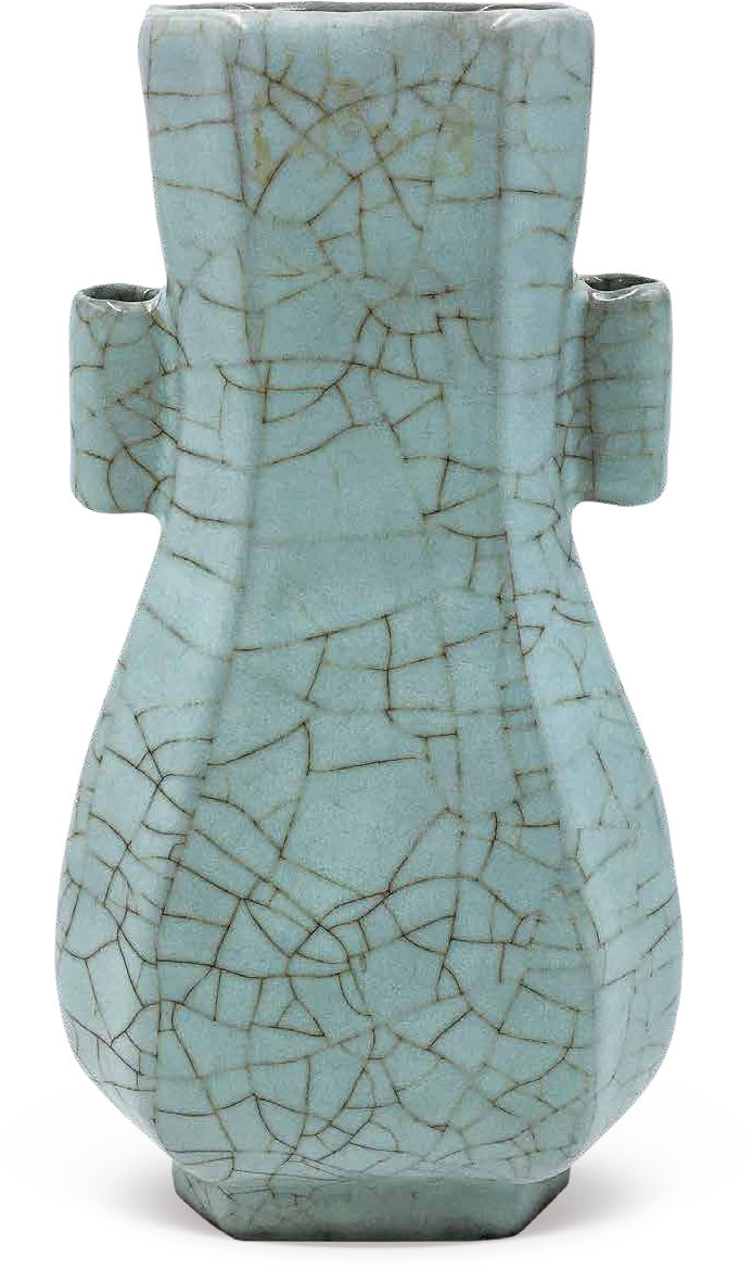 A Guan Ware Fanghu Handled Vase In · Southern Song Dynasty (1127-1279)